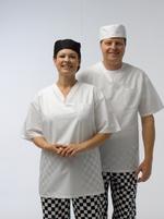 Kitchen Shirt Poly Cotton V-Neck (White)